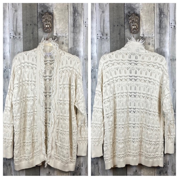 INTERMIX Brady Pointelle Silk-Cotton Wrap Cardigan in White Size Medium. - Picture 8 of 13